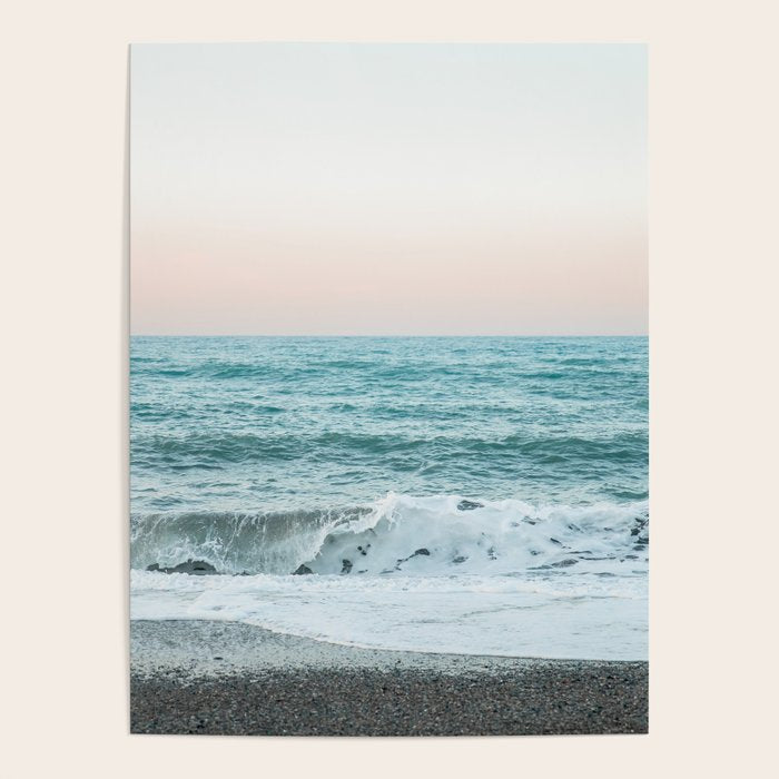 Sunset by the sea - Blue ocean, pink sky Poster Gallery Image 4