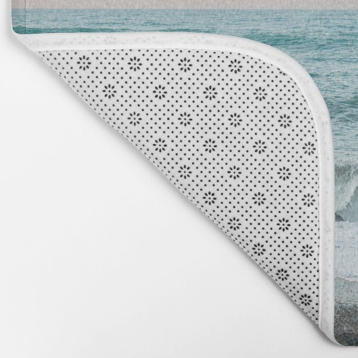 Sunset by the sea - Blue ocean, pink sky Bath Mat Gallery Image 2