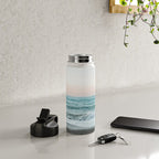 Sunset by the sea - Blue ocean, pink sky Water Bottle Gallery Image 4