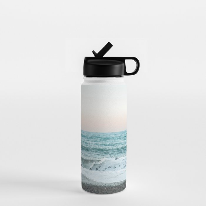 Sunset by the sea - Blue ocean, pink sky Water Bottle Gallery Image 1
