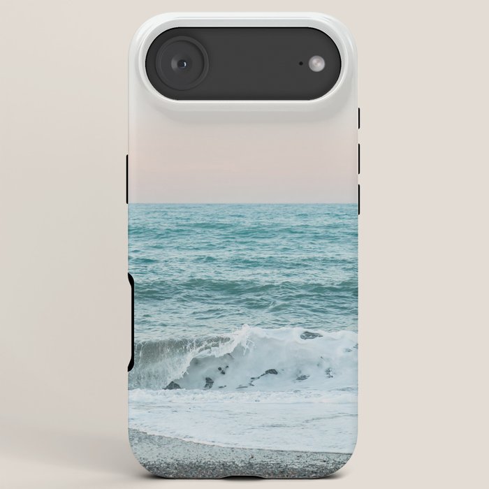 Sunset by the sea - Blue ocean, pink sky iPhone Case