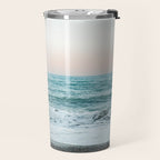 Sunset by the sea - Blue ocean, pink sky Travel Mug Gallery Image 2