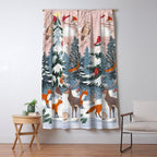 Animals in a Snowy Winter Forest Window Curtain Gallery Image 5