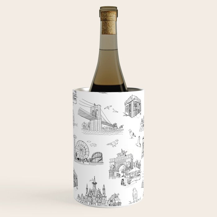 Brooklyn Toile - Black and White Wine Chiller Gallery Image 1