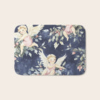 Pink Blue Holiday Cherubs Watercolor Illustration Bath Mat Gallery Image 1
