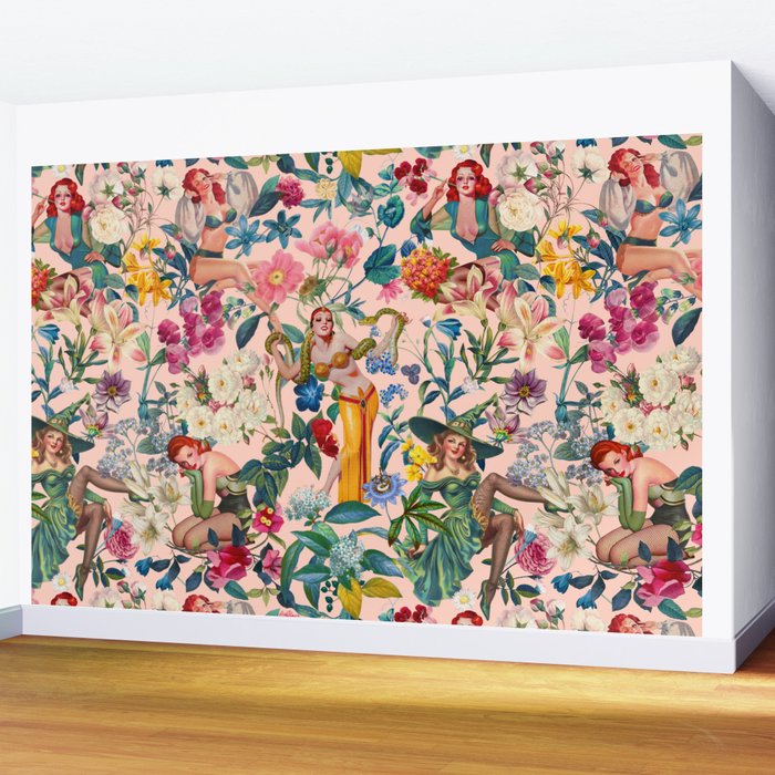 Floral and Pin-Up Girls V - II Wall Mural Gallery Image 2