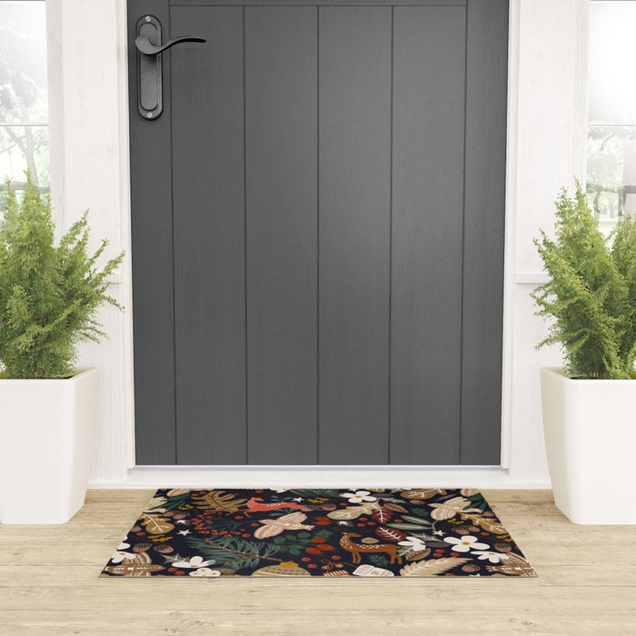 Christmas night forest ornaments Welcome Mat Gallery Image 3