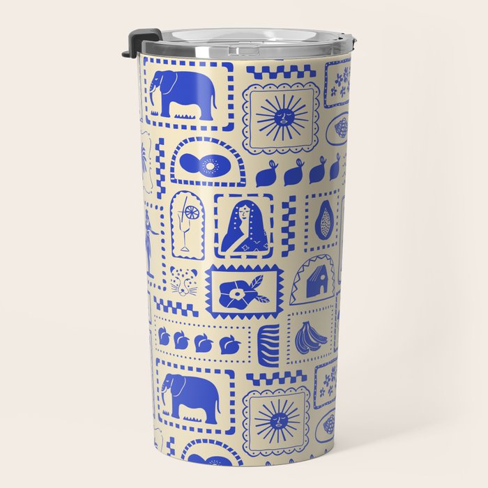 Vintage tropical summer patchwork art pattern Travel Mug Gallery Image 3