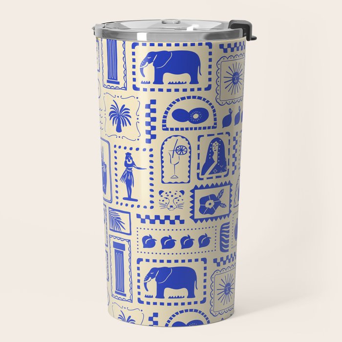 Vintage tropical summer patchwork art pattern Travel Mug Gallery Image 2