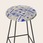 Vintage tropical summer patchwork art pattern Stool Gallery Image 2