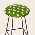 Dancing White Floral Pattern - Green Background Stool Gallery Image 2