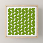 Dancing White Floral Pattern - Green Background Mini Art Print Gallery Image 1