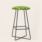 Dancing White Floral Pattern - Green Background Stool Gallery Image 1