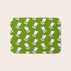 Dancing White Floral Pattern - Green Background Bath Mat Gallery Image 1