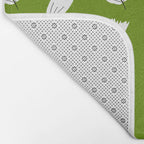 Dancing White Floral Pattern - Green Background Bath Mat Gallery Image 2