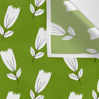 Dancing White Floral Pattern - Green Background Wall Tapestry Gallery Image 3