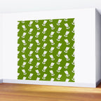 Dancing White Floral Pattern - Green Background Wall Mural Gallery Image 2
