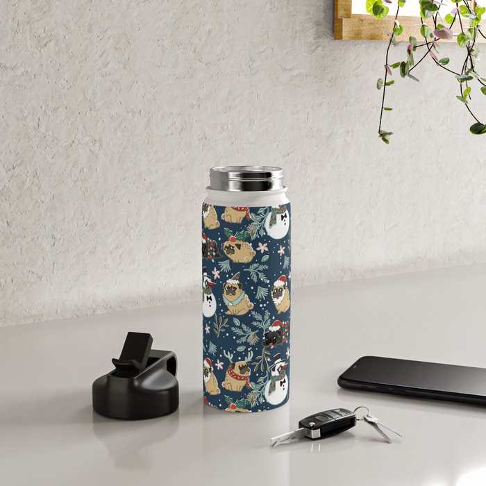 Christmas Pugs Water Bottle Gallery Image 5