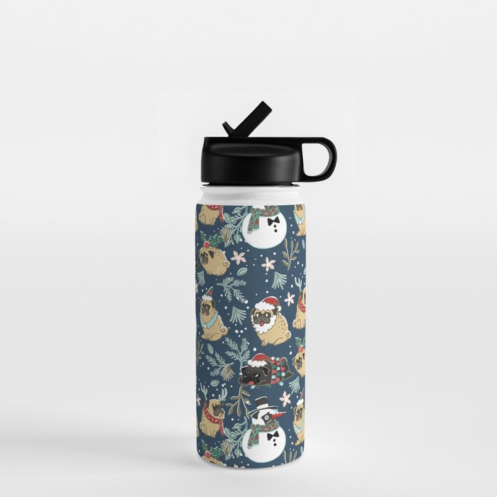 Christmas Pugs Water Bottle Gallery Image 1