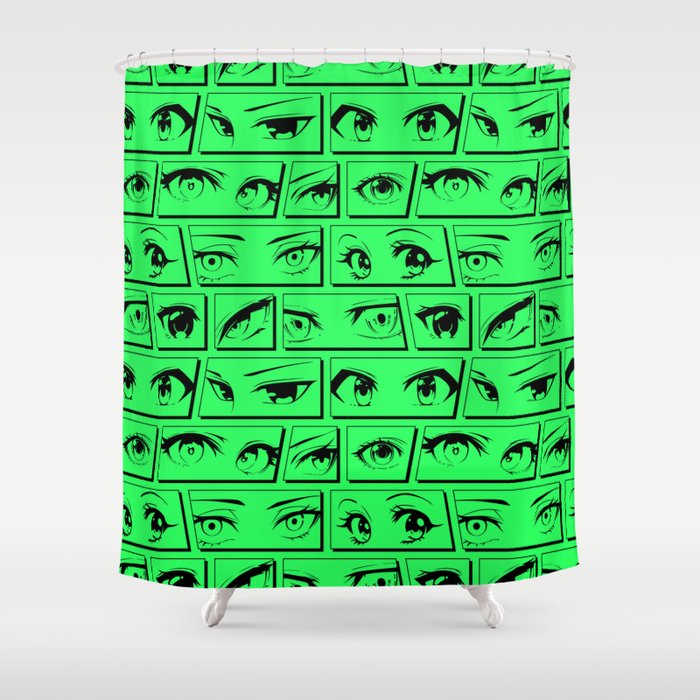 Anime eye cartoon comic art pattern Shower Curtain Gallery Image 1