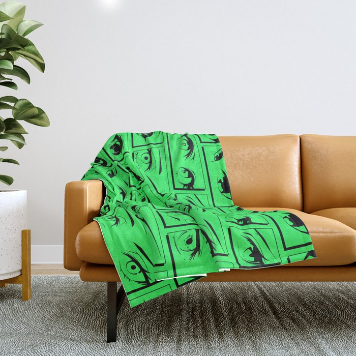 Anime eye cartoon comic art pattern Throw Blanket Gallery Image 1