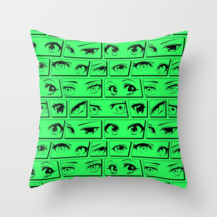 Anime eye cartoon comic art pattern Throw Pillow Gallery Image 1