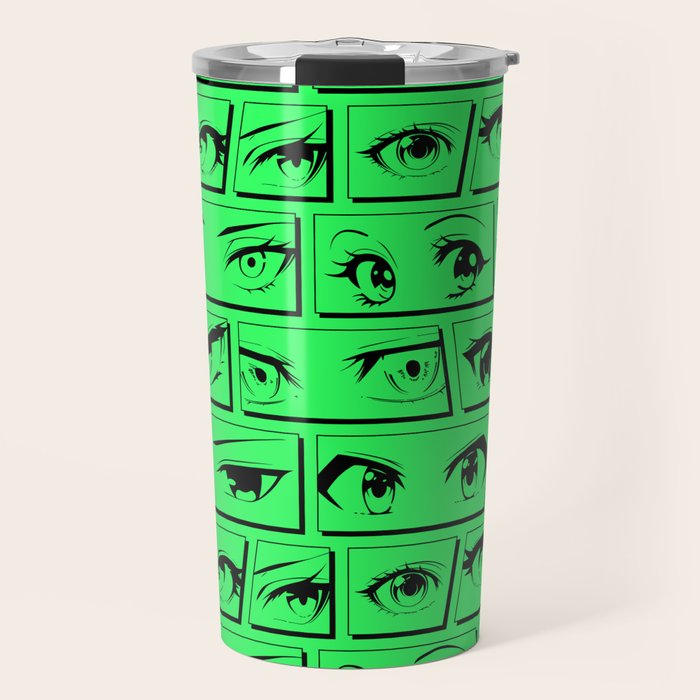 Anime eye cartoon comic art pattern Travel Mug Gallery Image 1