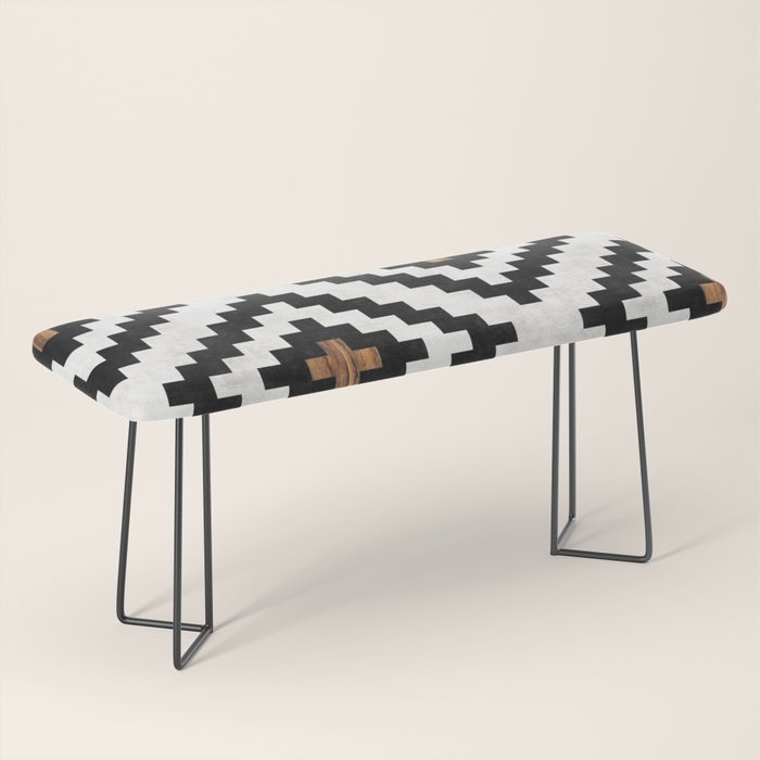 Urban Tribal Pattern No.16 - Aztec - Concrete and Wood Bench Gallery Image 1