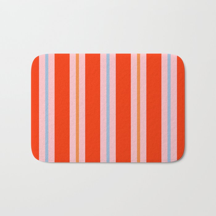 Bold Stripes Orange Pink Light Blue Bath Mat Gallery Image 1