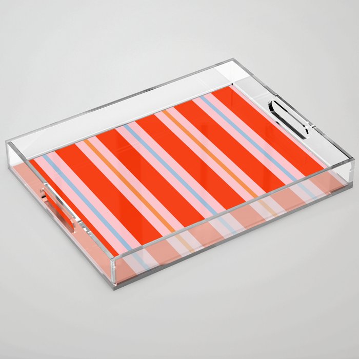 Bold Stripes Orange Pink Light Blue Acrylic Tray Gallery Image 1