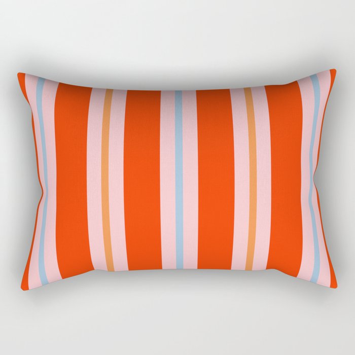 Bold Stripes Orange Pink Light Blue Rectangular Pillow Gallery Image 2