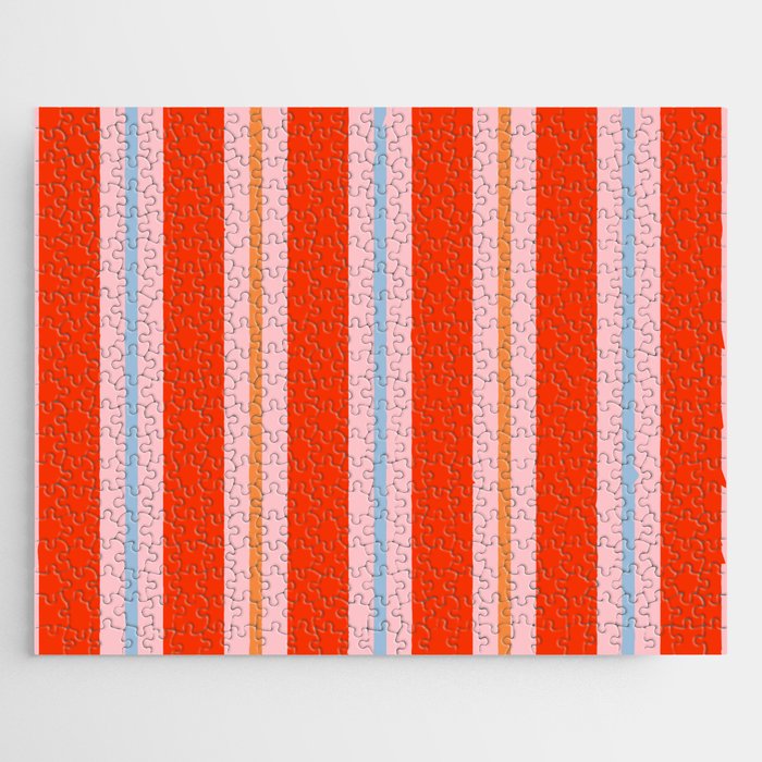 Bold Stripes Orange Pink Light Blue Jigsaw Puzzle Gallery Image 1