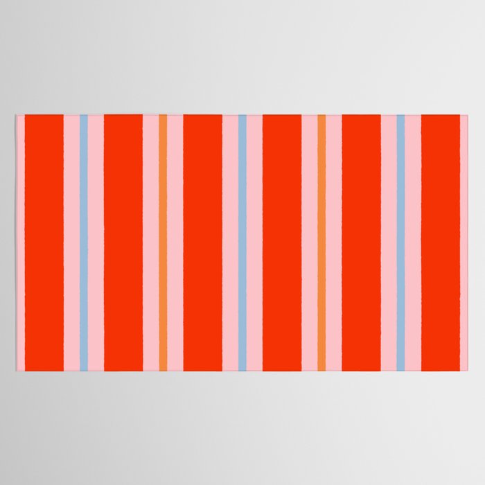 Bold Stripes Orange Pink Light Blue Tablecloth Gallery Image 2