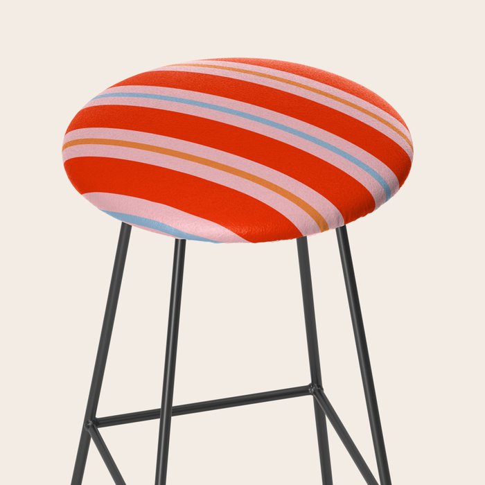 Bold Stripes Orange Pink Light Blue Stool Gallery Image 2