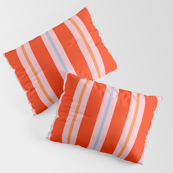 Bold Stripes Orange Pink Light Blue Pillow Sham Gallery Image 3