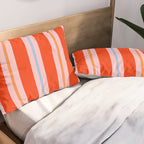 Bold Stripes Orange Pink Light Blue Pillow Sham Gallery Image 2
