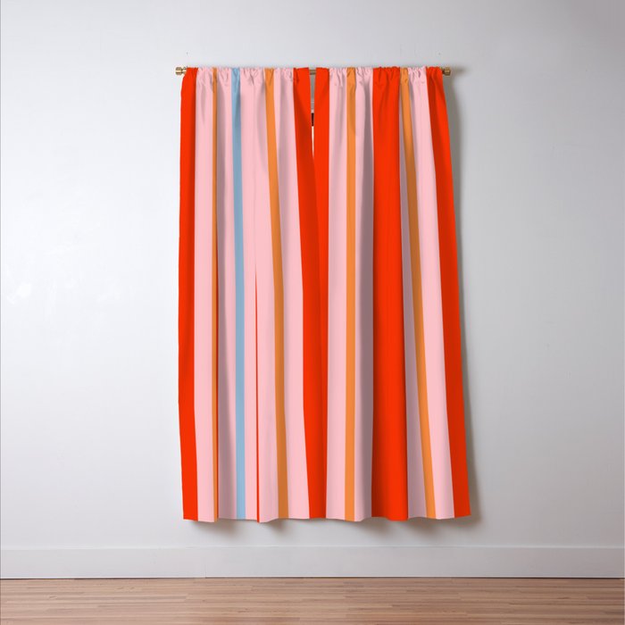 Bold Stripes Orange Pink Light Blue Window Curtain Gallery Image 3