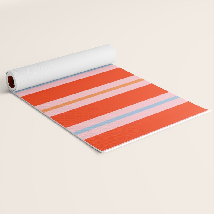Bold Stripes Orange Pink Light Blue Yoga Mat Gallery Image 2
