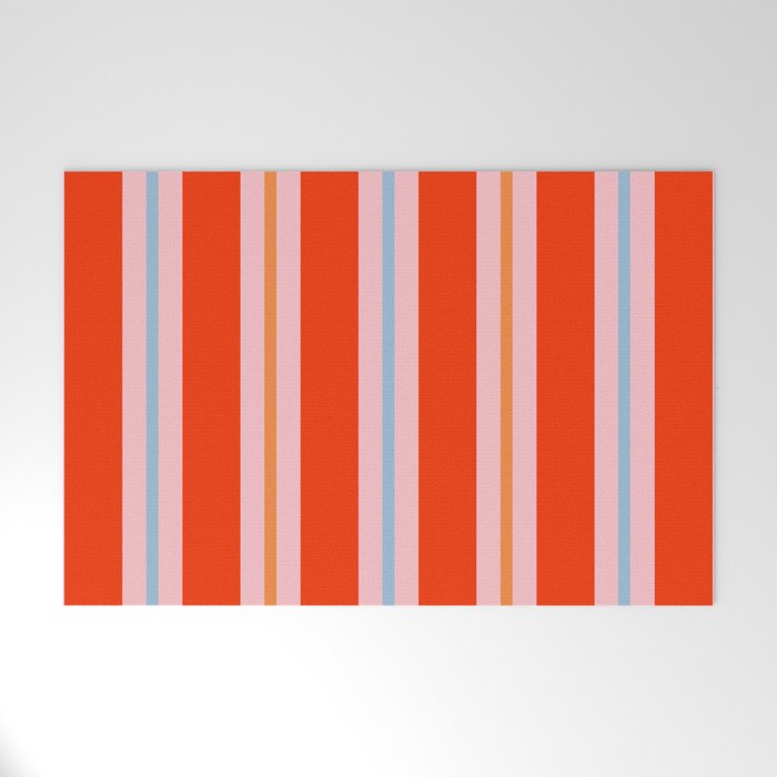 Bold Stripes Orange Pink Light Blue Welcome Mat Gallery Image 1
