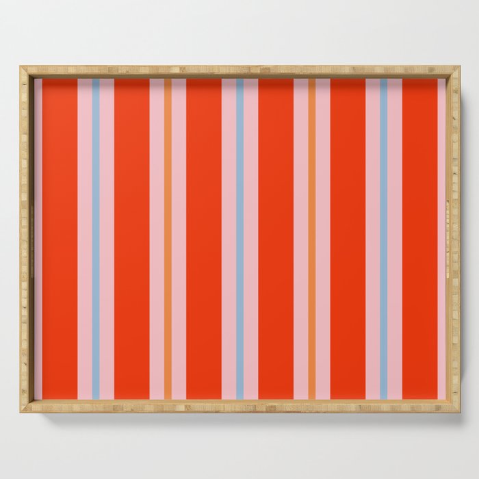 Bold Stripes Orange Pink Light Blue Serving Tray Gallery Image 1