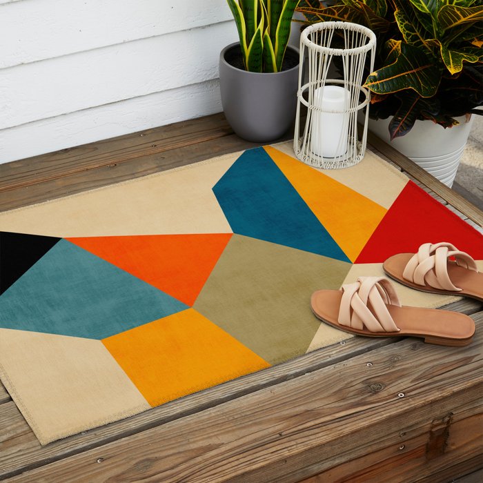 Geometric Colorful Modern Artwork Outdoor Rug Gallery Image 2