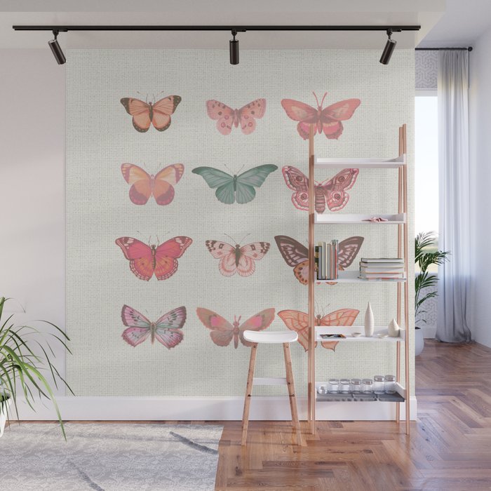 Butterflies in Pink Tones Wall Mural Gallery Image 1