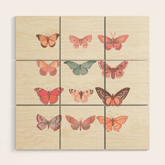 Butterflies in Pink Tones Wood Wall Art Gallery Image 1