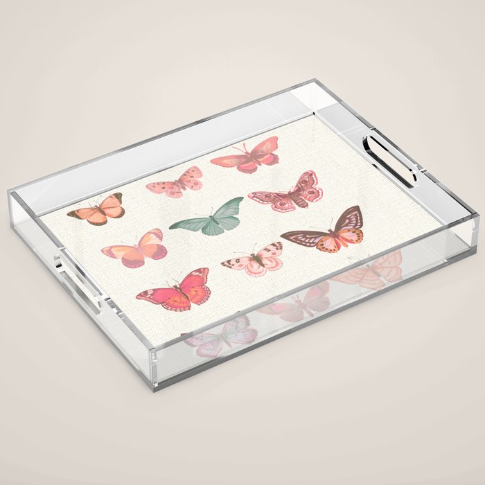 Butterflies in Pink Tones Acrylic Tray Gallery Image 1