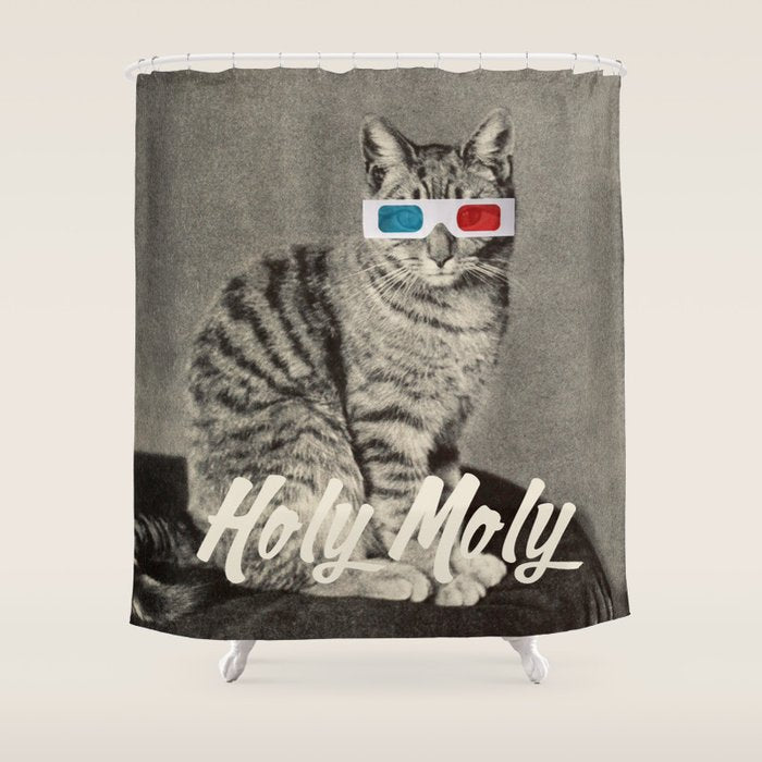 Holy Moly cat Shower Curtain Gallery Image 1