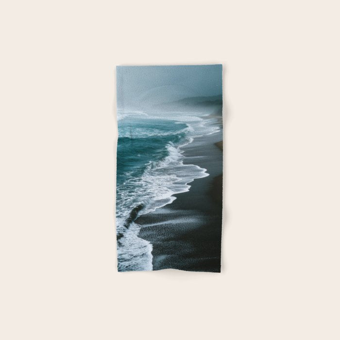 Misty Shoreline - Moody Ocean Photography Print Bath Towel Gallery Image 1