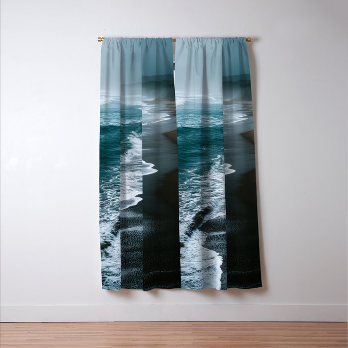 Misty Shoreline - Moody Ocean Photography Print Window Curtain Gallery Image 3