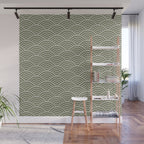 Japanese Waves Pattern Olive II Wall Mural Gallery Image 1