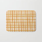 Hygge Retro Stripe Painted Plaid Pattern Orange Mustard Cream Bath Mat Gallery Image 1