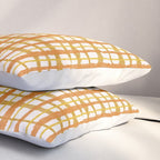 Hygge Retro Stripe Painted Plaid Pattern Orange Mustard Cream Pillow Sham Gallery Image 3